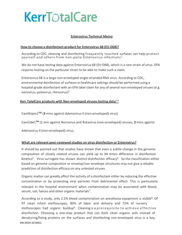 Enterovirus Technical Memo