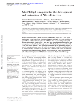 Nfil3/E4bp4 Is Required for the Development and Maturation of NK Cells in Vivo