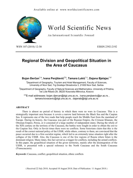 Regional Division and Geopolitical Situation in the Area of Caucasus