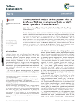 A Computational Analysis of the Apparent Nido Vs. Hypho Conflict