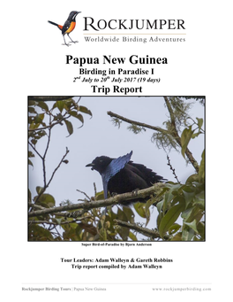 Papua New Guinea Birding in Paradise I Nd Th 2 July to 20 July 2017 (19 Days) Trip Report