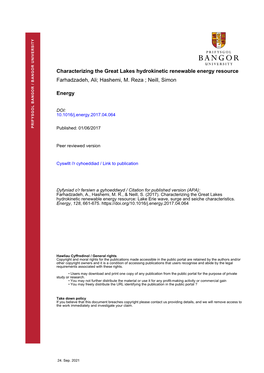 Characterizing the Great Lakes Hydrokinetic Renewable Energy Resource