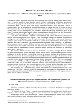 Introduzione Nuova Per L'inserto Sul Manifesto