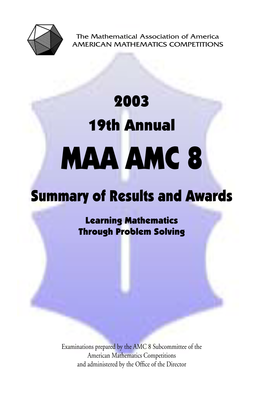MAA AMC 8 Summary of Results and Awards