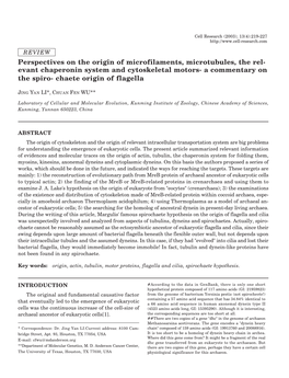 Perspectives on the Origin of Microfilaments, Microtubules, the Rel- Evant Chaperonin System and Cytoskeletal Motors- a Commenta