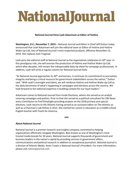 National Journal Hires Leah Askarinam As Editor of Hotline