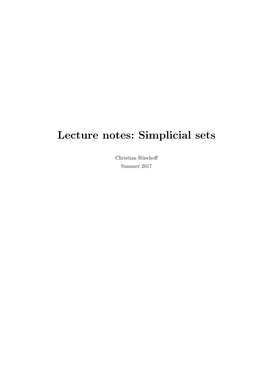 Lecture Notes: Simplicial Sets