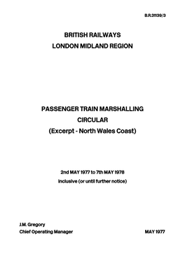 Passenger Train Marshalling North Wales Coast