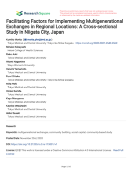 A Cross-Sectional Study in Niigata City, Japan