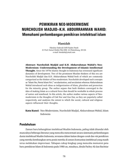 PEMIKIRAN NEO-MODERNISME NURCHOLISH MADJID–K.H. ABDURRAHMAN WAHID: Memahami Perkembangan Pemikiran Intelektual Islam