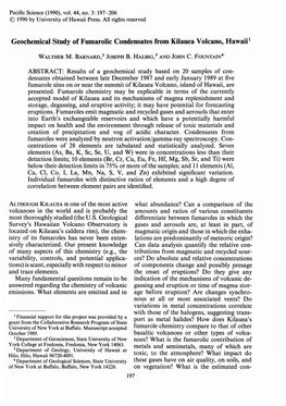 Geochemical Study of Fumarolic Condensates from Kilauea Volcano, Hawaii1