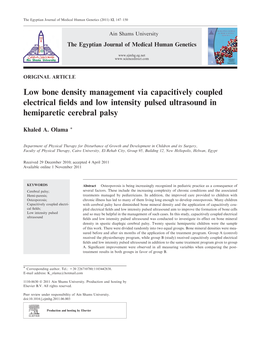 Low Bone Density Management Via Capacitively Coupled Electrical Fields