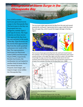 Background of Storm Surge in the Chesapeake Baybay,, Cont’Dcont’D