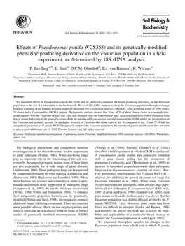 Effects of Pseudomonas Putida Wcs358r and Its Genetically