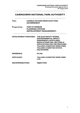 CAIRNGORMS NATIONAL PARK AUTHORITY Planning Committee Agenda Item 5 29Th August 2014