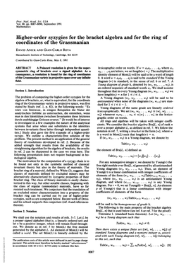 Higher-Order Syzygies for the Bracket Algebra and for the Ring Of