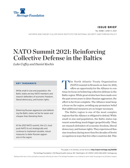 NATO Summit 2021: Reinforcing Collective Defense in the Baltics Luke Coffey and Daniel Kochis
