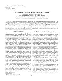 Vascular Plants Utilized by the Plains