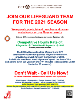 Join Our Lifeguard Team for the 2021 Season