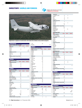 DIRECTORY: WORLD AIR FORCES All Flight’S Online Directories Can Be Found at ﬂ Ightglobal.Com/Directories