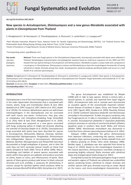 New Species in Aciculosporium, Shimizuomyces and a New Genus Morakotia Associated with Plants in Clavicipitaceae from Thailand