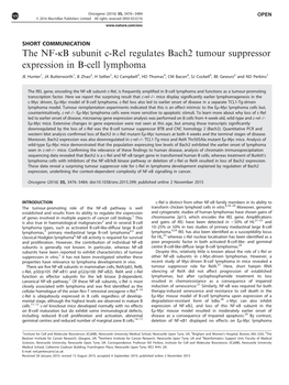 B Subunit C-Rel Regulates Bach2 Tumour Suppressor Expression in B-Cell Lymphoma