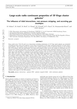 Large-Scale Radio Continuum Properties of 19 Virgo Cluster Galaxies