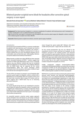 Bilateral Greater Occipital Nerve Block for Headache After Corrective Spinal Surgery: a Case Report