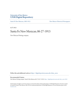 Santa Fe New Mexican, 06-27-1913 New Mexican Printing Company