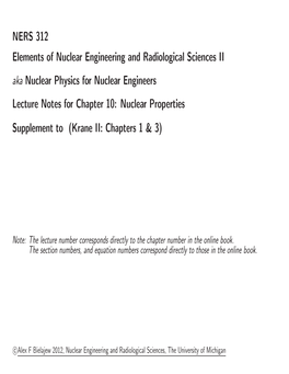 NERS 312 Elements of Nuclear Engineering and Radiological