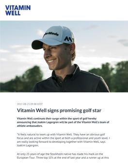 Vitamin Well Signs Promising Golf Star