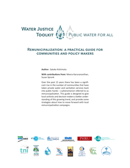 Water Justice Toolkit Public Water for All