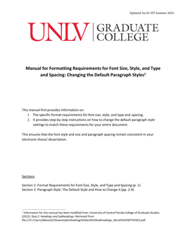 Grad College Manual for Formatting Requirements