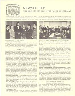 Newsletter the Society of Architectural Historians