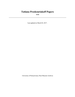 Tatiana Proskouriakoff Papers 1116