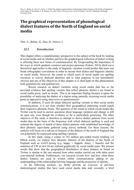 The Graphical Representation of Phonological Dialect Features of the North of England on Social Media