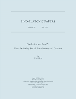 Confucius and Lao Zi: Their Differing Social Foundations and Cultures