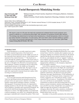 Facial Baroparesis Mimicking Stroke