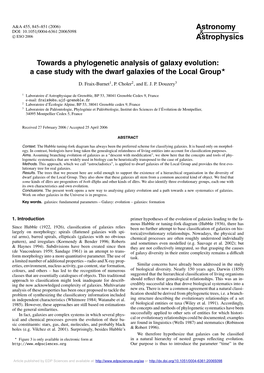 Towards a Phylogenetic Analysis of Galaxy Evolution: a Case Study with the Dwarf Galaxies of the Local Group