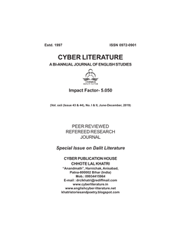 Cyber Literature a Bi-Annual Journal of English Studies