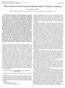 Physicochemical and Functional Relationships of Immune Complexes