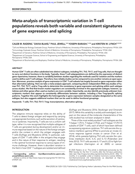 Meta-Analysis of Transcriptomic Variation in T-Cell Populations Reveals Both Variable and Consistent Signatures of Gene Expression and Splicing