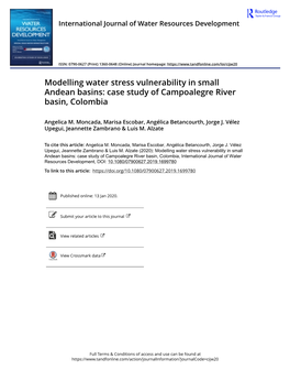 Case Study of Campoalegre River Basin, Colombia