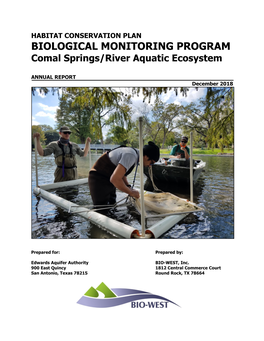 BIOLOGICAL MONITORING PROGRAM Comal Springs/River Aquatic Ecosystem