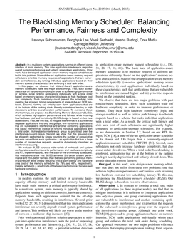 The Blacklisting Memory Scheduler: Balancing Performance, Fairness and Complexity