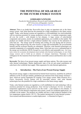 The Potential of Solar Heat in the Future Energy System