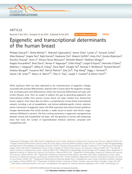Epigenetic and Transcriptional Determinants of the Human Breast