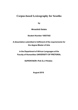 Corpus-Based Lexicography for Sesotho