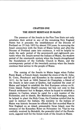 Chapter One the Jesuit Heritage in Maine