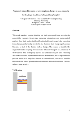 1 Transport-Induced Inversion of Screening Ionic Charges In